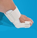 Foot wearing a bunion splint