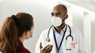 A patient talking to a doctor