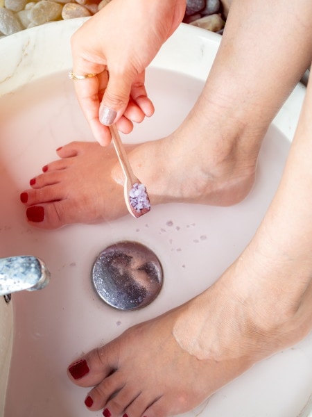 Soaking feet with epsom salt